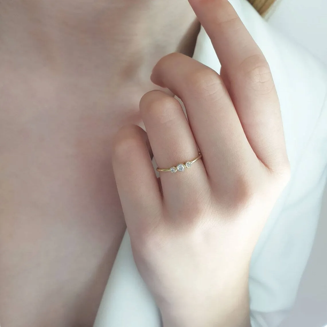 0,15ct Diamonds In Solid Gold Ring