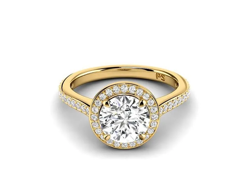 0.75-3.25 CT Round Cut Lab Grown Diamonds - Halo Ring