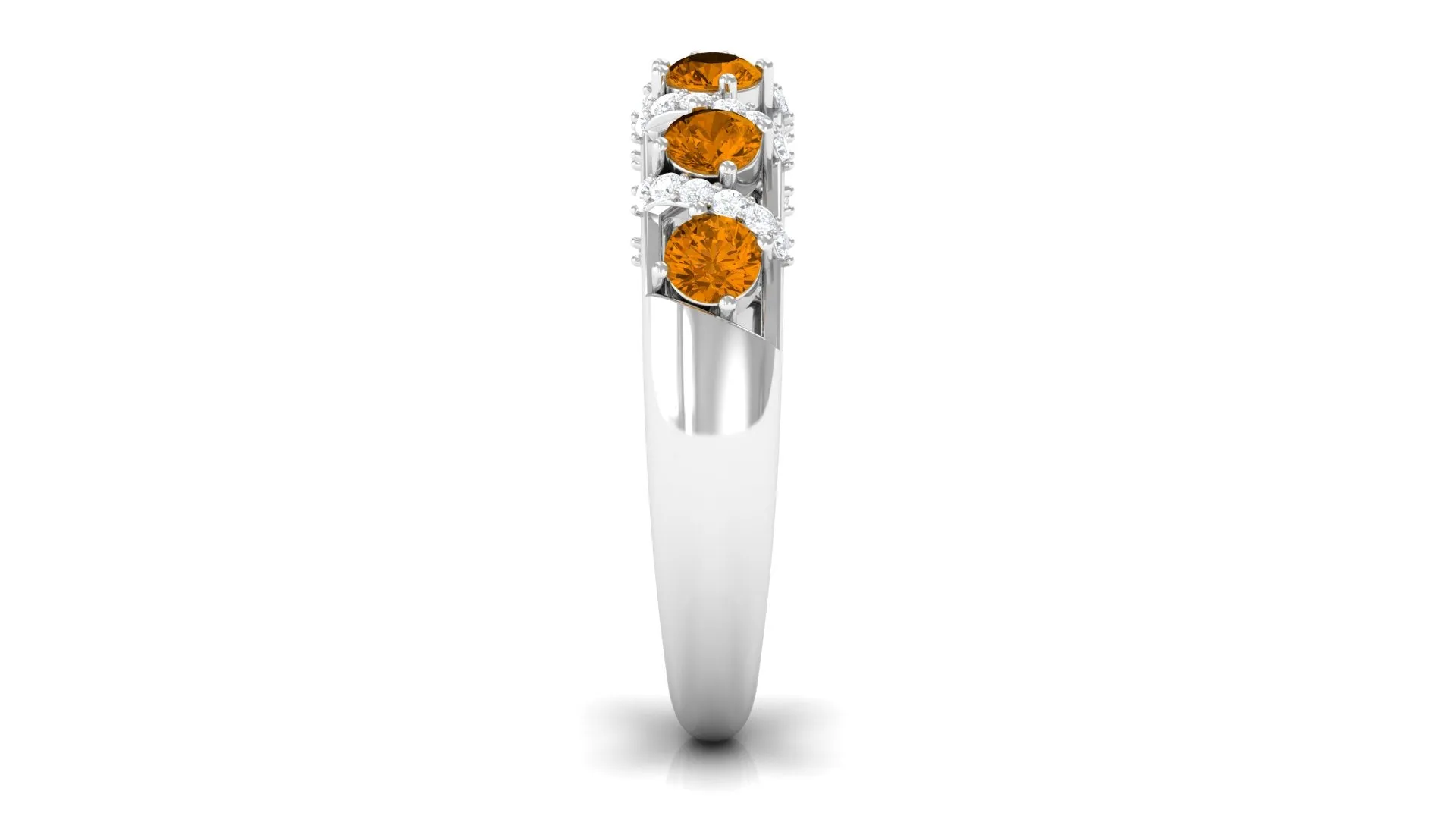 0.75 CT Designer Citrine Anniversary Ring with Diamond