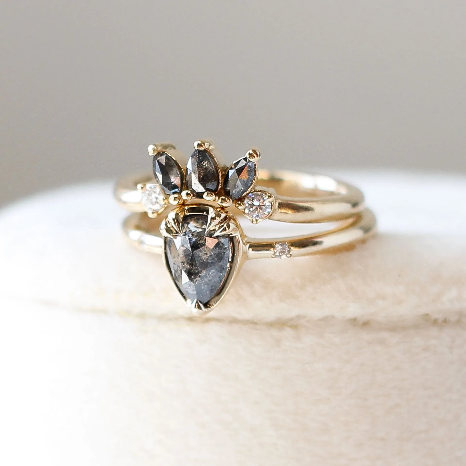 0.81ct Zaria Pear Salt & Pepper Diamond Ring