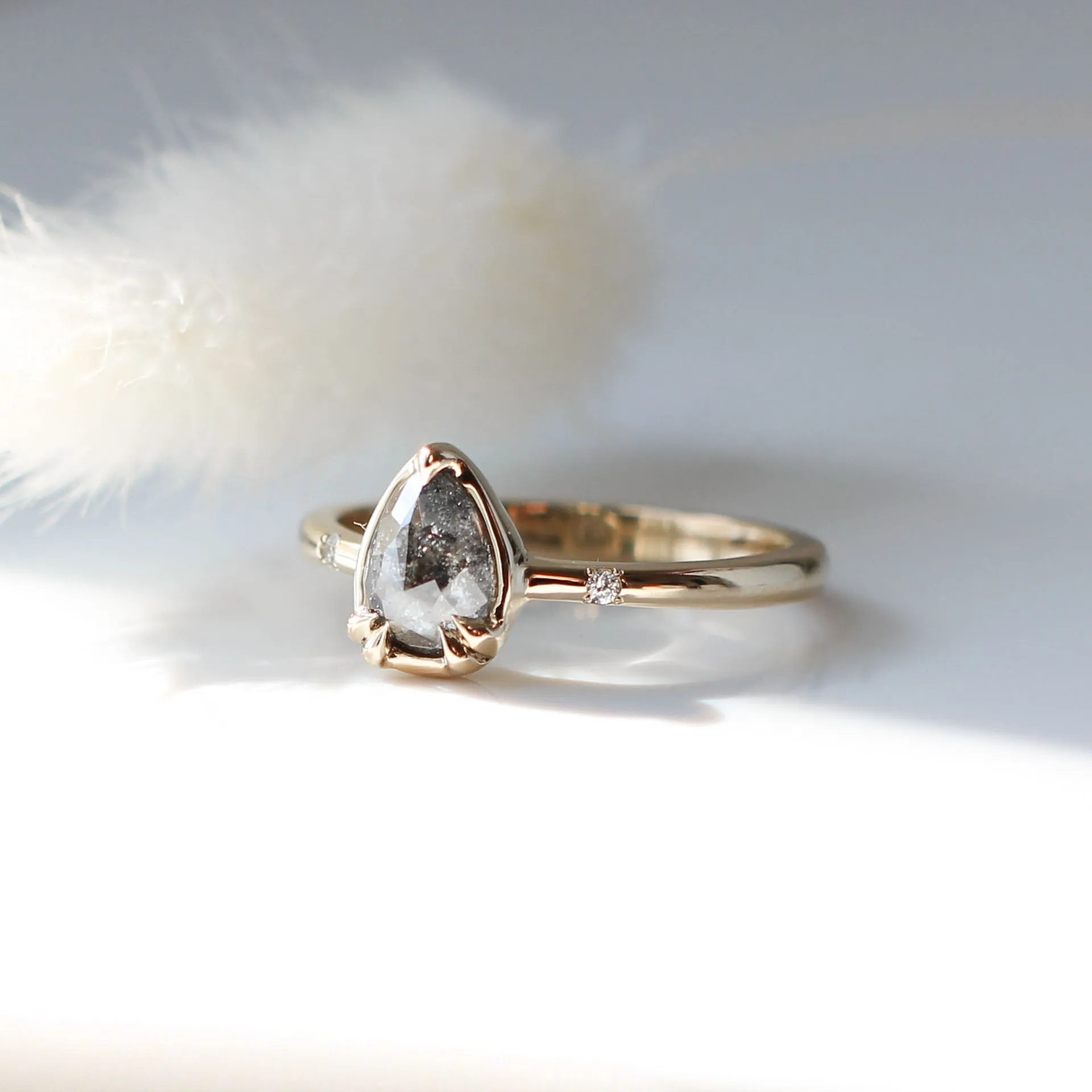 0.81ct Zaria Pear Salt & Pepper Diamond Ring