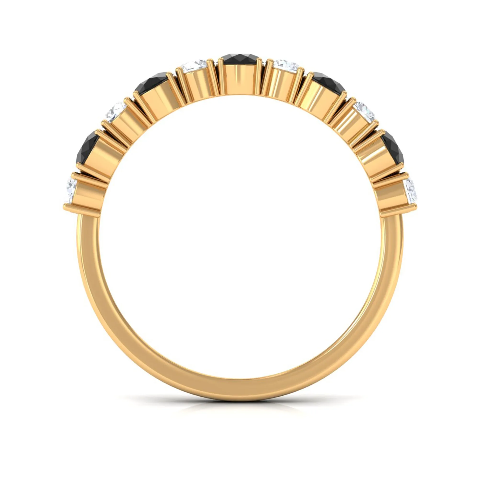 1 CT Oval Cut Black Spinel and Diamond Half Eternity Ring