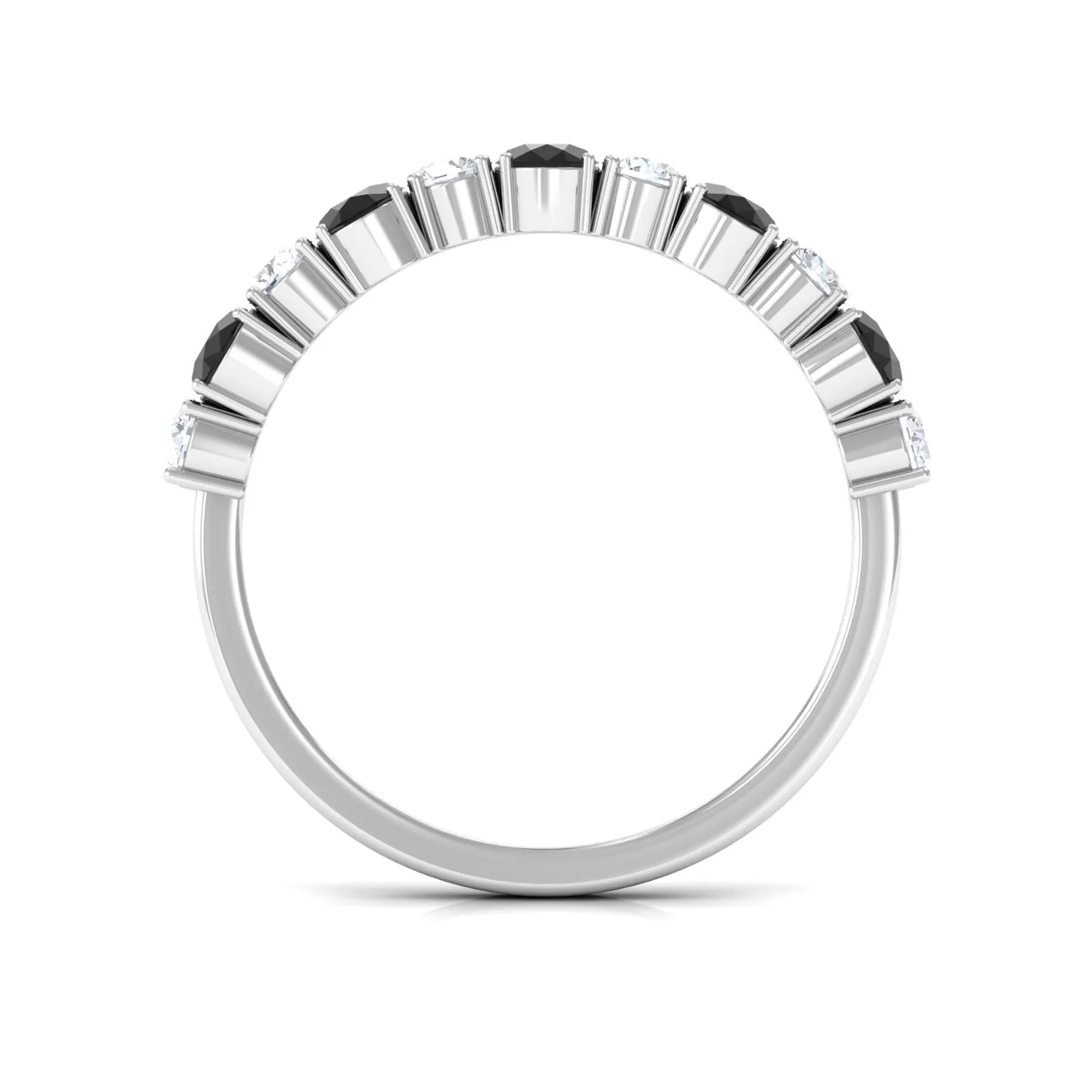 1 CT Oval Cut Black Spinel and Diamond Half Eternity Ring