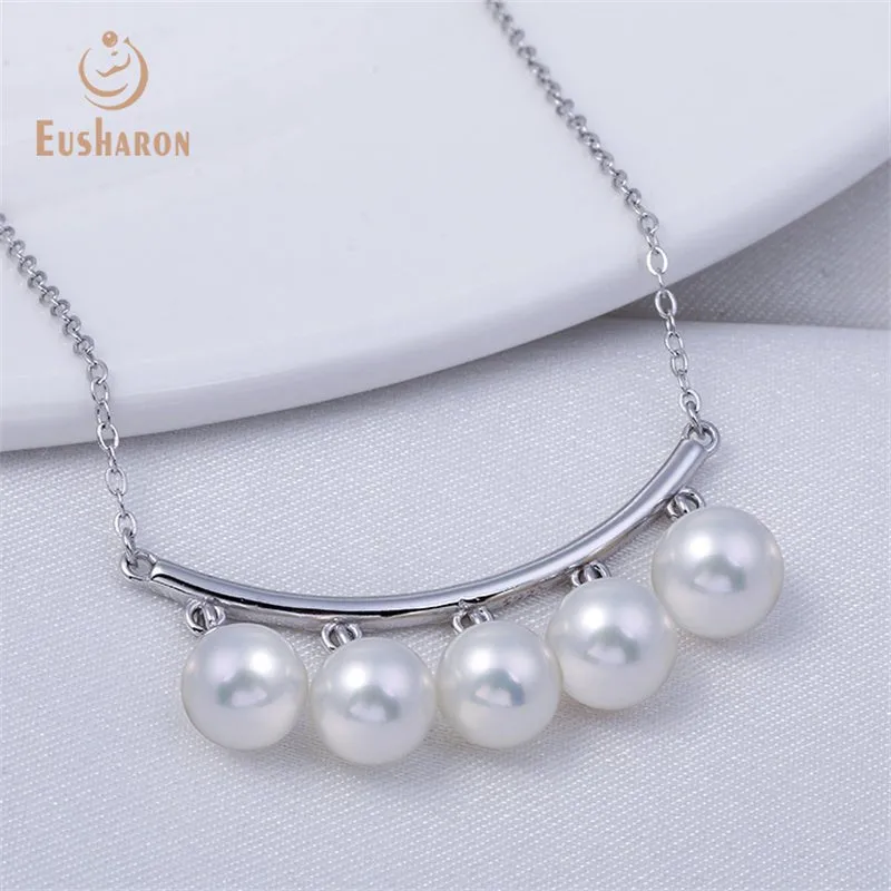 10 PCS Five Freshwater Pearls Smiley Faces Pendant Necklace