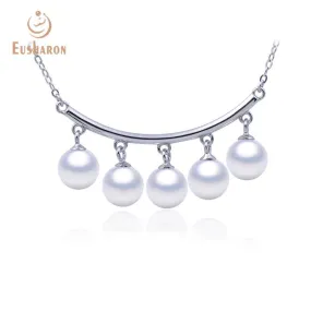 10 PCS Five Freshwater Pearls Smiley Faces Pendant Necklace
