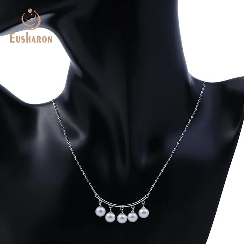 10 PCS Five Freshwater Pearls Smiley Faces Pendant Necklace