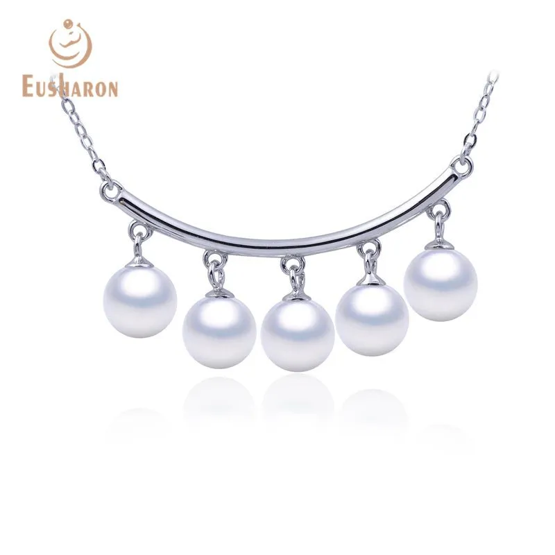 10 PCS Five Freshwater Pearls Smiley Faces Pendant Necklace
