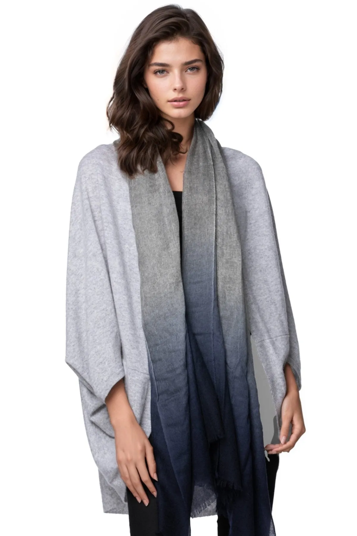 100% Cashmere Luxury Wrap Scarf in Ombre Dye