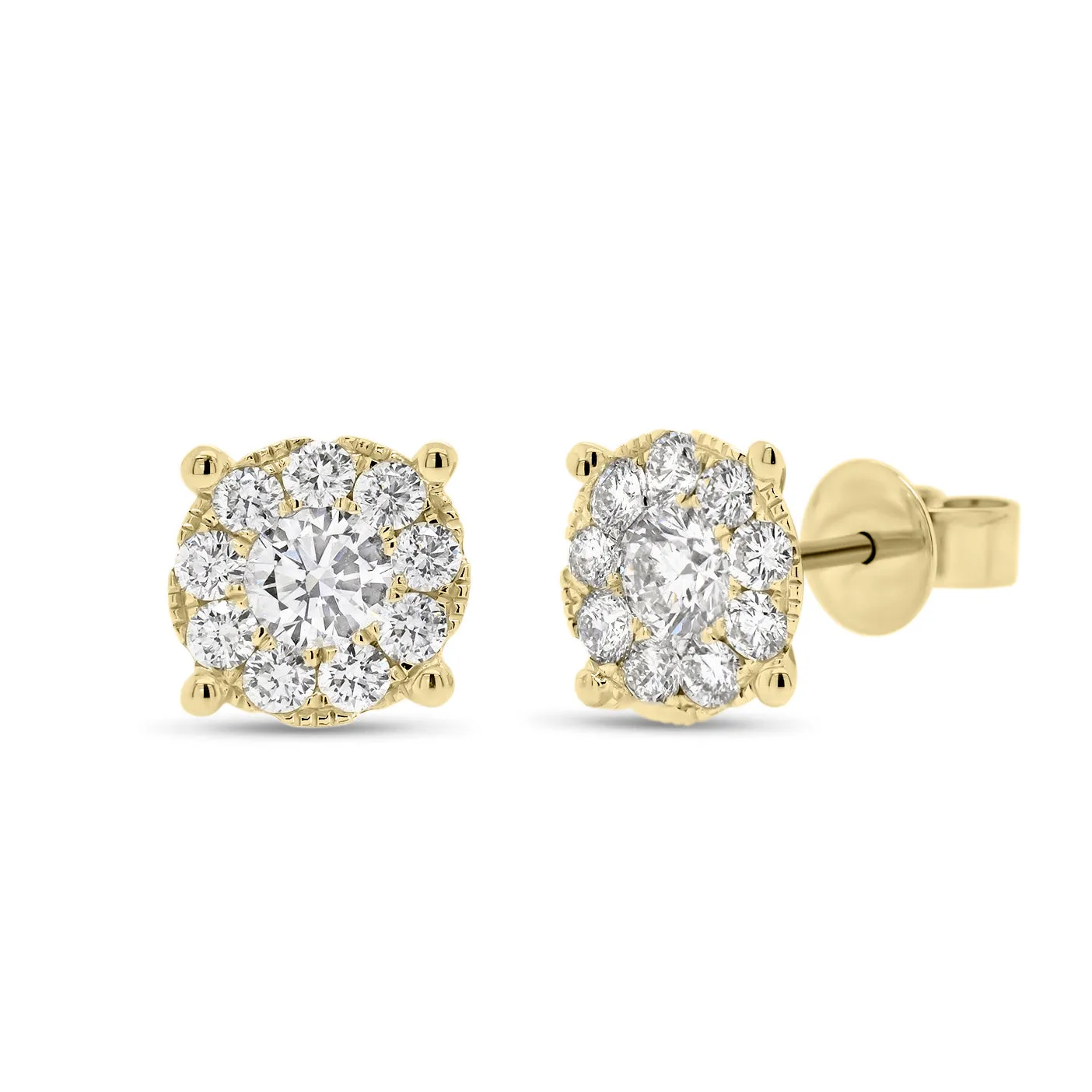 1.22 ct Round Diamond Cluster Earrings