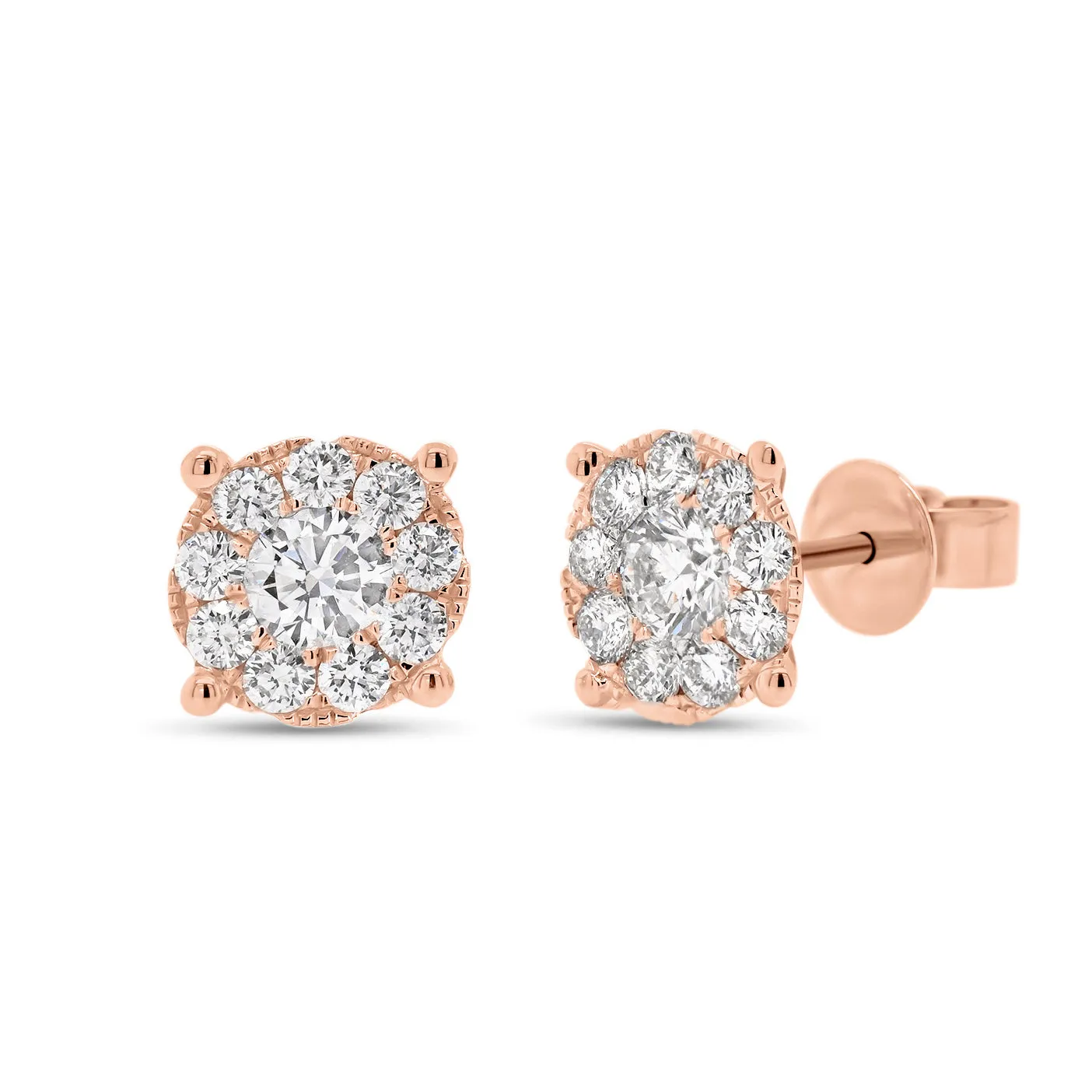 1.22 ct Round Diamond Cluster Earrings