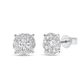 1.22 ct Round Diamond Cluster Earrings