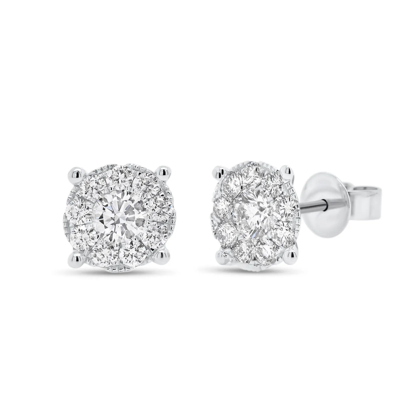1.22 ct Round Diamond Cluster Earrings