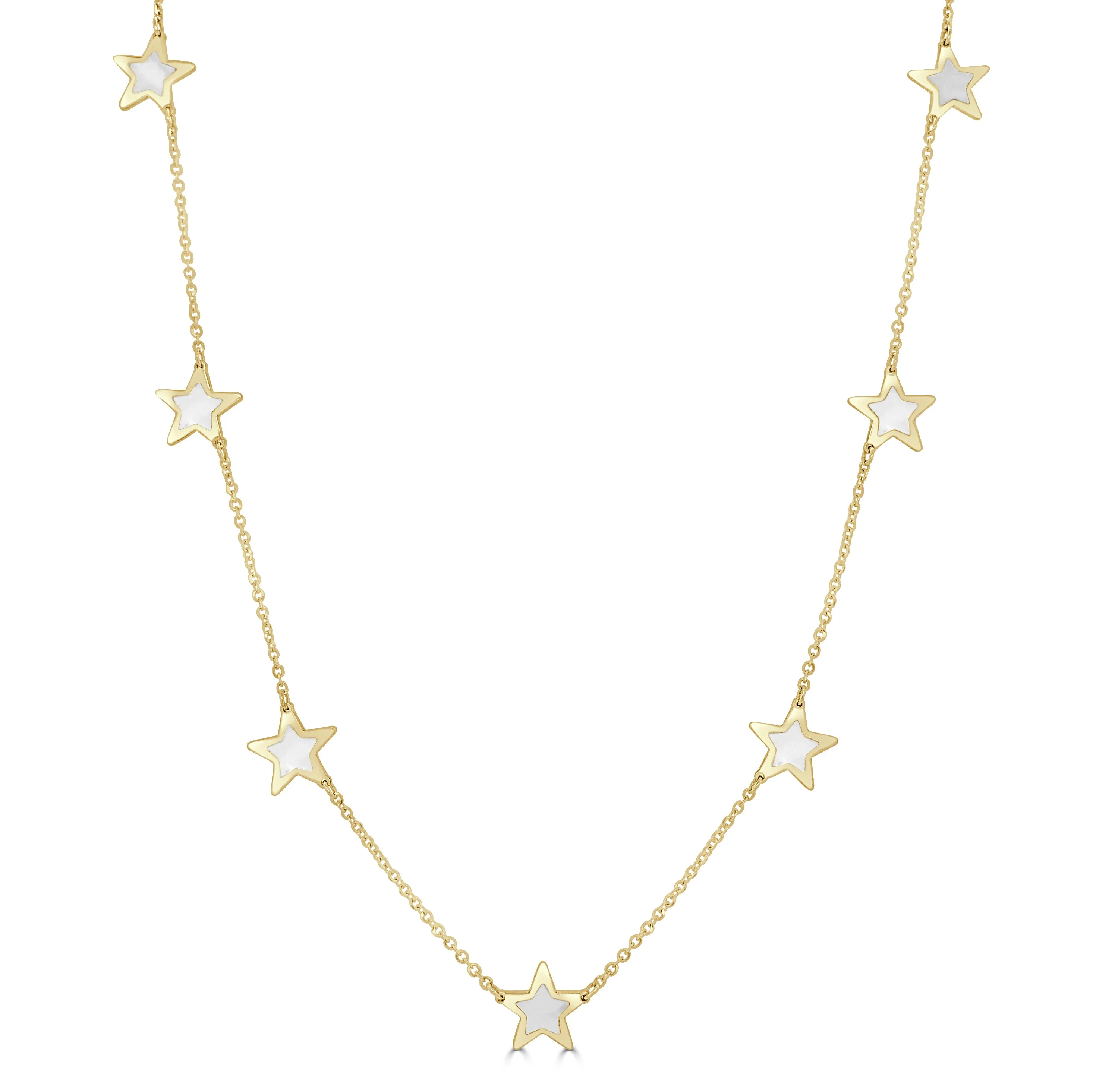 14k Gold & Pearl Star Necklace