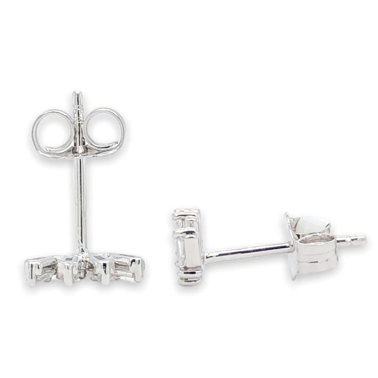14K W Gold 0.20cttw H/VS2 Diamond baguette and Round Earrings