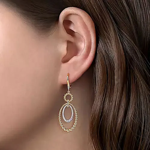 14K White and Yellow Gold Bujukan 0.35Ct Diamond Drop Earrings