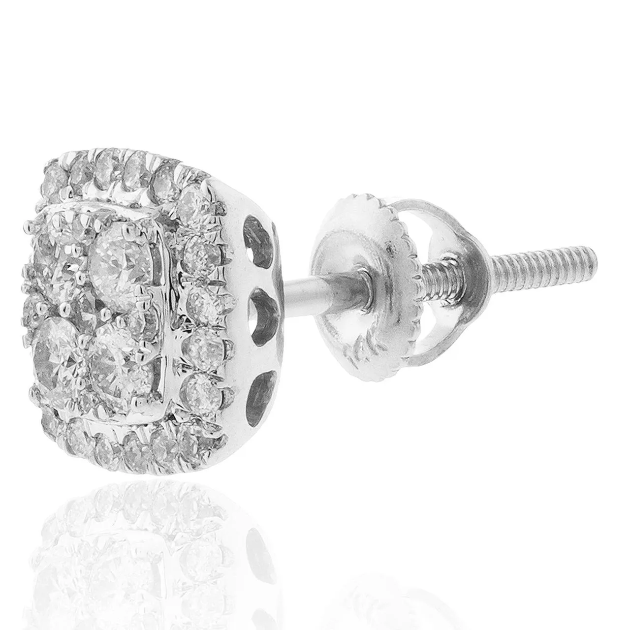 14K White Gold .65ct Square Diamond Stud Earrings