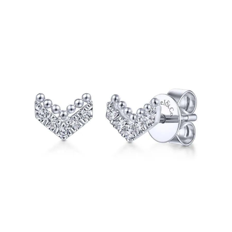 14K White Gold Arrow Studs