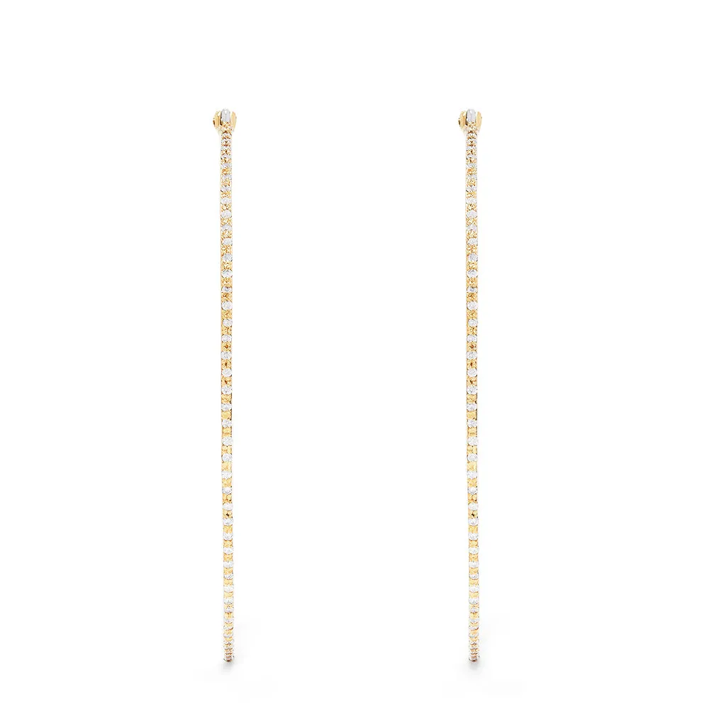 14K Yellow Gold Diamond Accented Large Hoop Earrings, 0.87 TCW