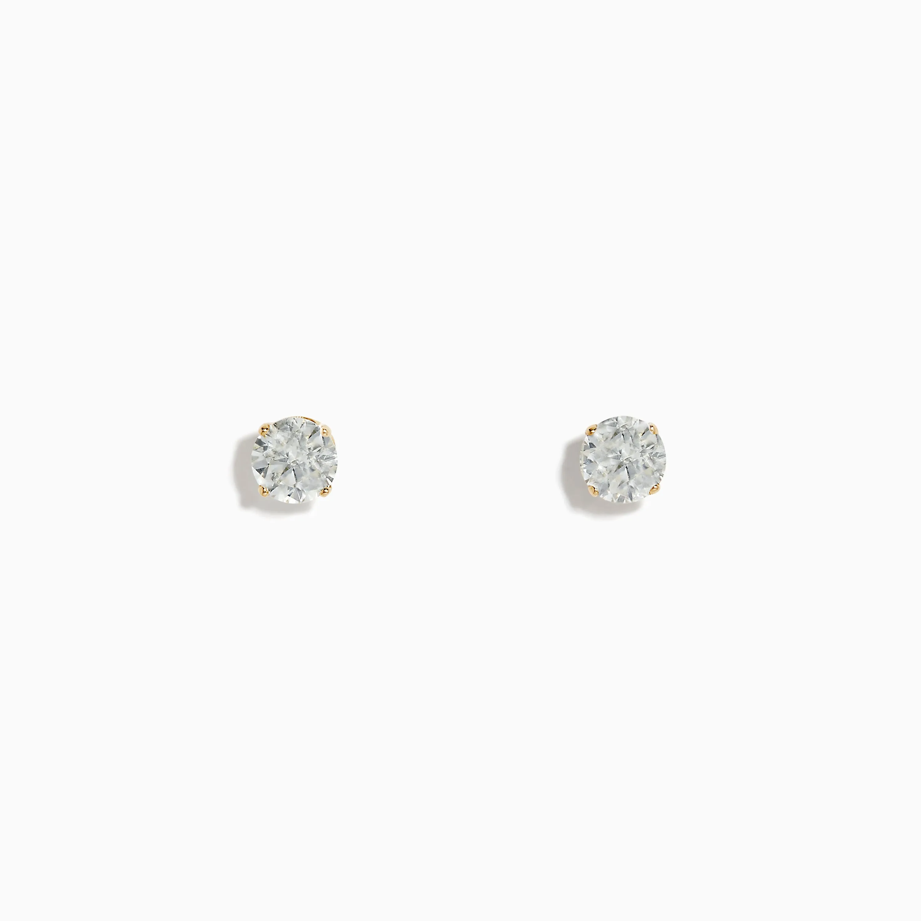 14K Yellow Gold Diamond Solitaire Stud Earrings 1.00 TCW