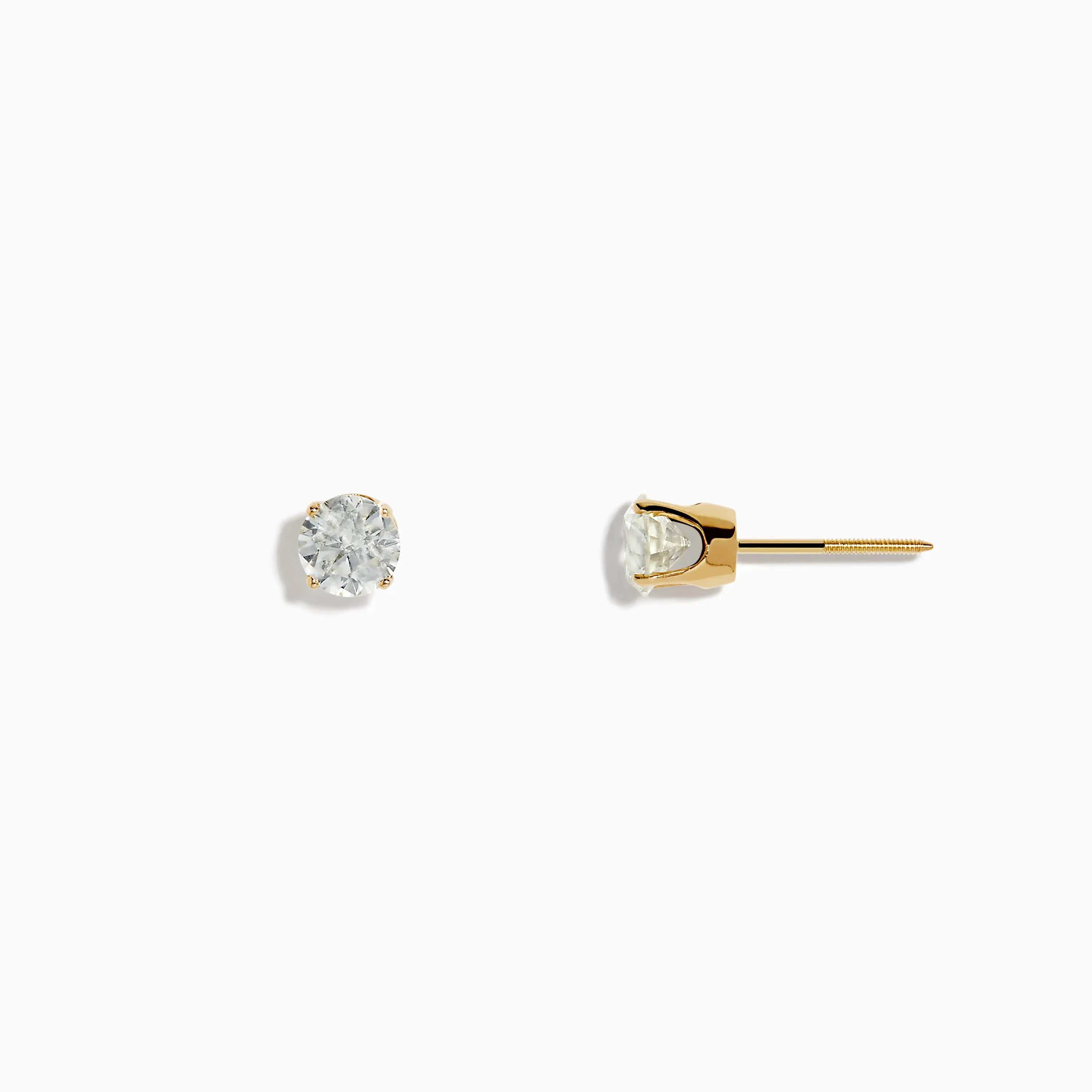 14K Yellow Gold Diamond Solitaire Stud Earrings 1.00 TCW