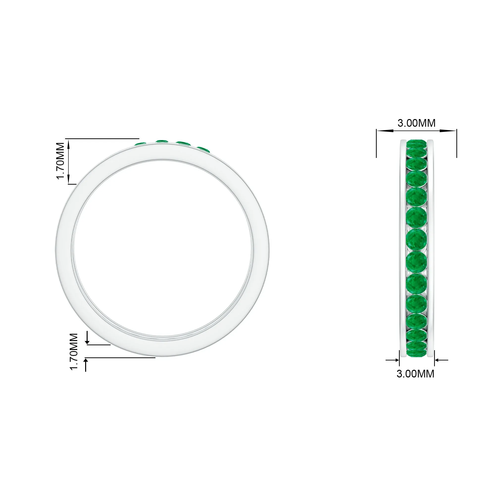1.50 CT Emerald Channel Set Eternity Band Ring