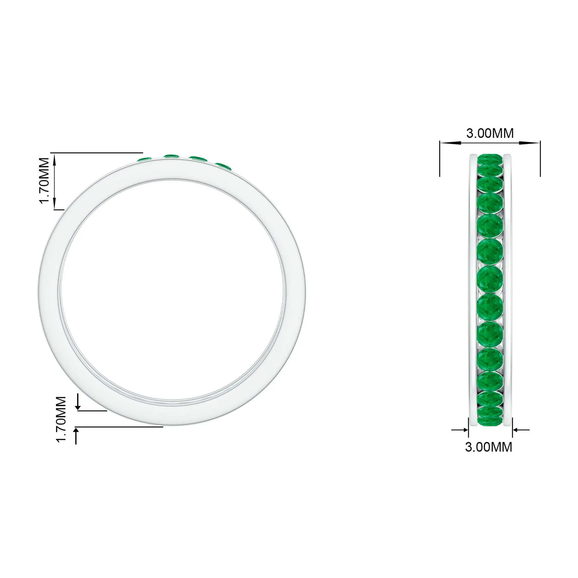 1.50 CT Emerald Channel Set Eternity Band Ring
