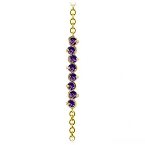 1.55 Carat 14K Solid Yellow Gold Bracelet Natural Amethyst