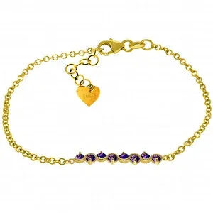 1.55 Carat 14K Solid Yellow Gold Bracelet Natural Amethyst
