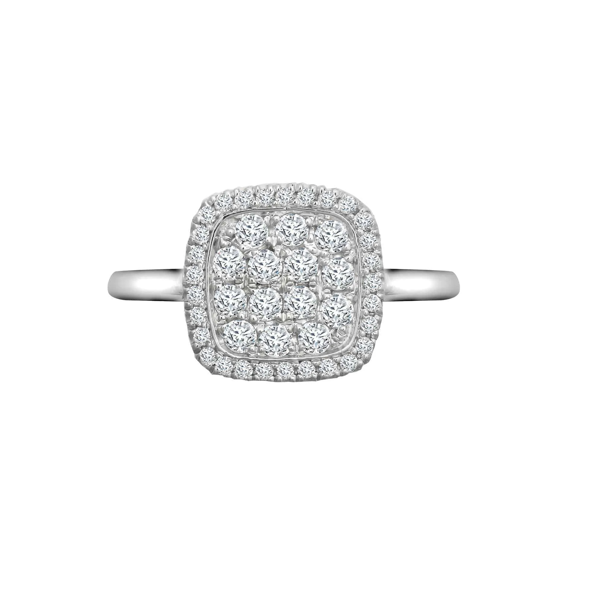 18ct White 0.55ct Dia Cluster Cushion Shape Ring