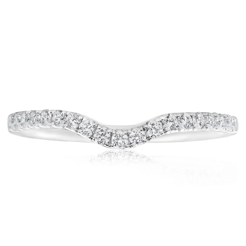 18ct White Gold 'Carina' Contour Ring With 0.2 Carats Of Diamonds