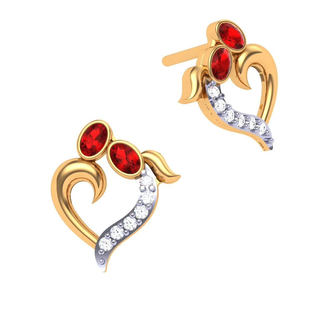 18k Diamond Studded Gold Earring For Your Women
