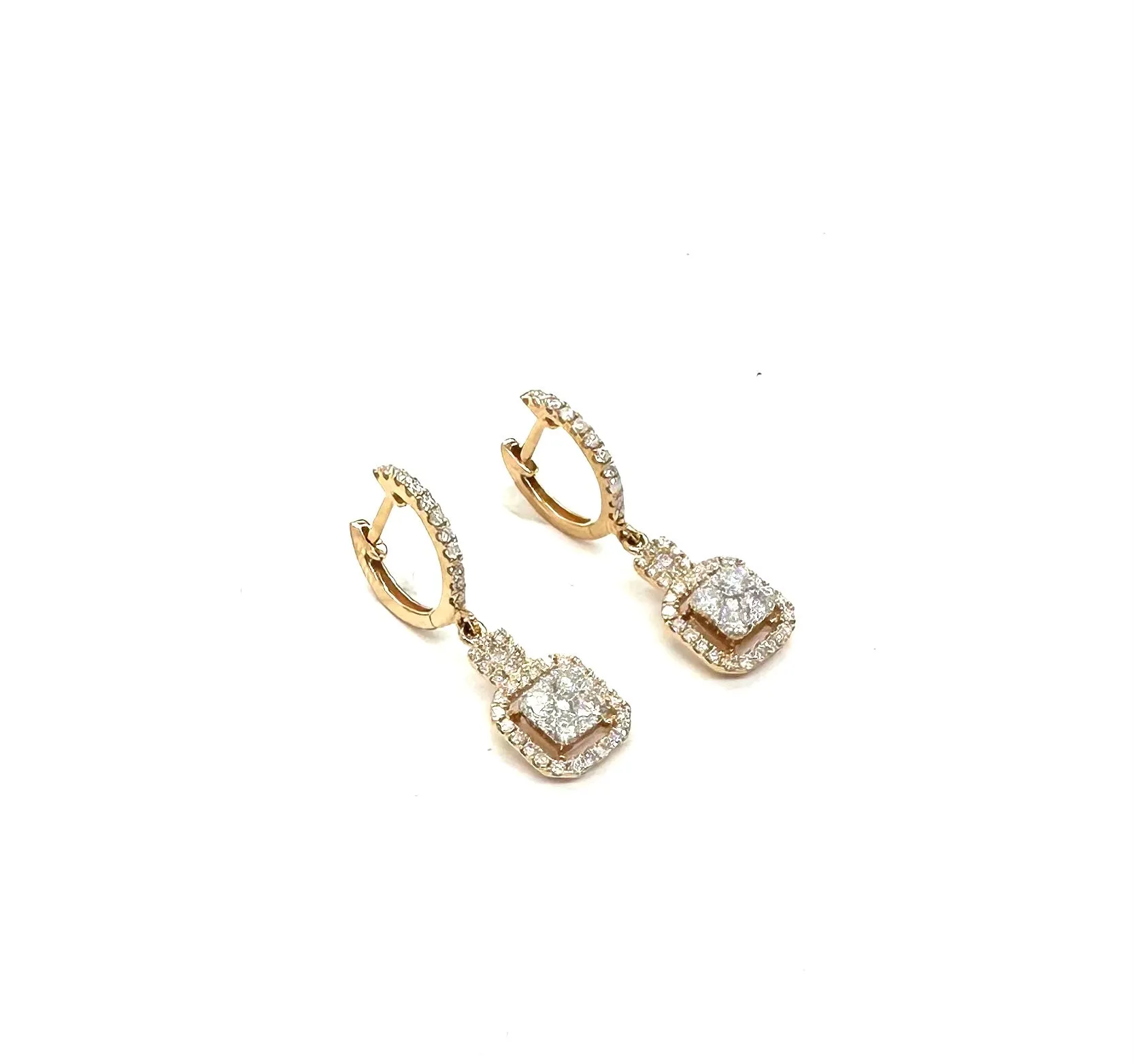 18K Rose Gold 92 PTW Diamond Drop Earrings