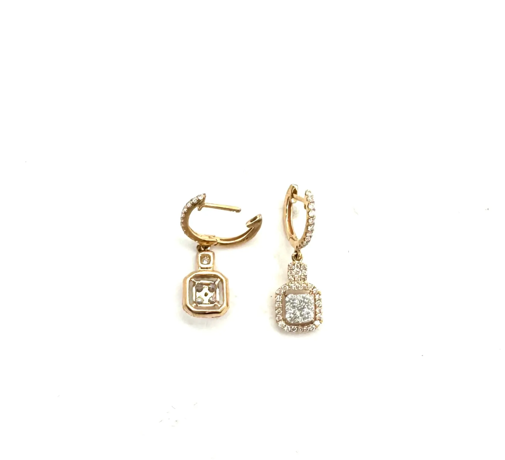 18K Rose Gold 92 PTW Diamond Drop Earrings