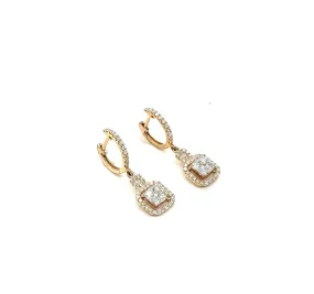 18K Rose Gold 92 PTW Diamond Drop Earrings