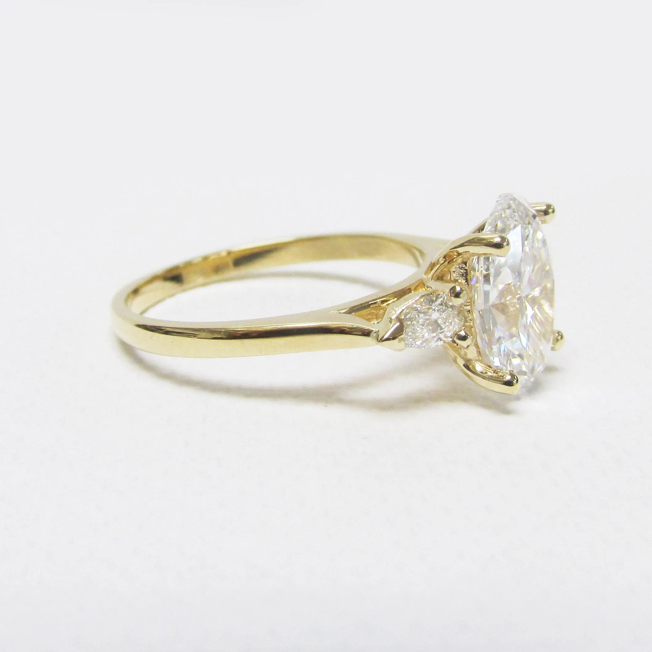2 carat Oval Diamond Three Stone Pear Shaped Engagement Ring