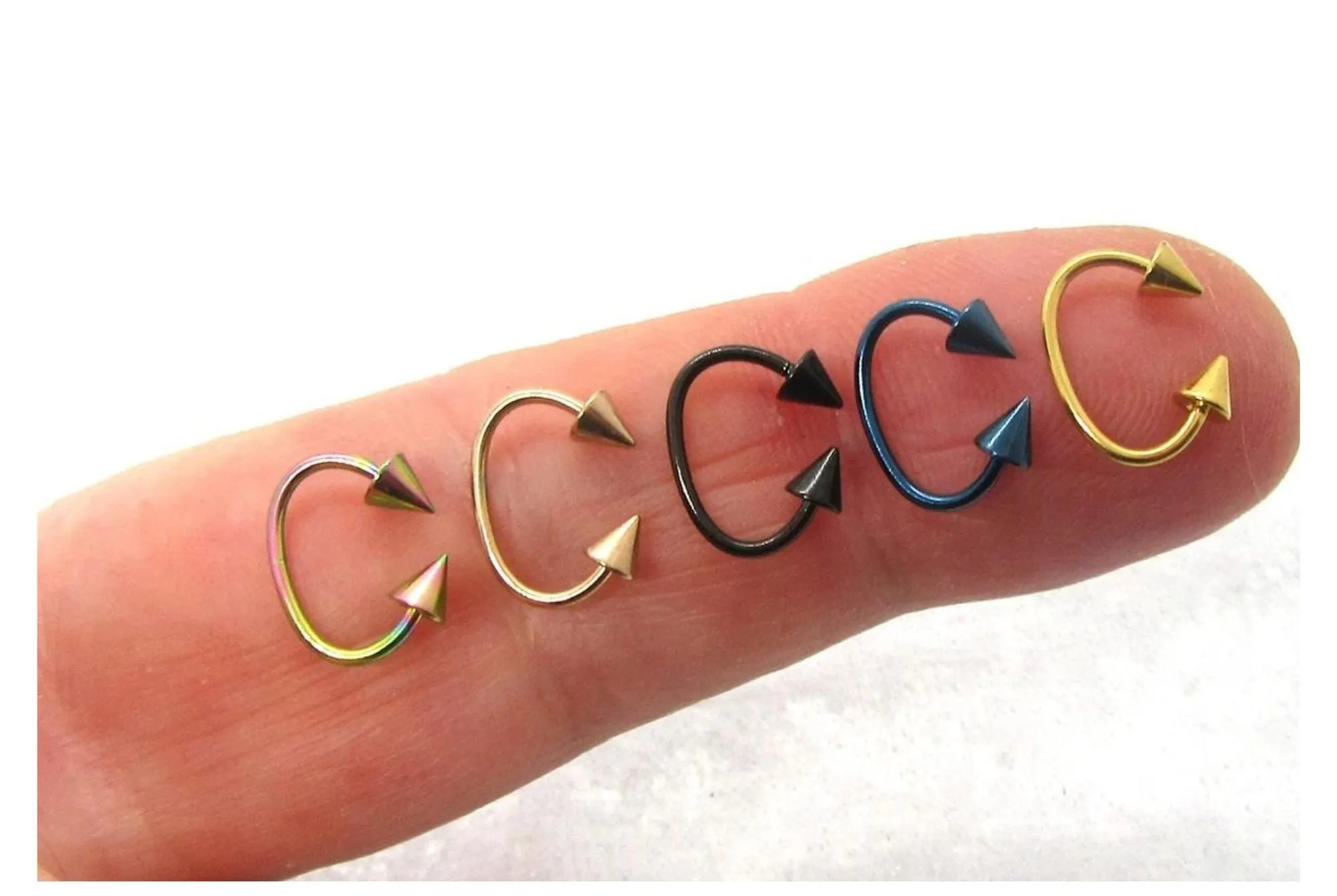 20G 18G 16G Double Spikes Nose Hoop Spiked Nose Ring Nostril Hoop Ring 20 gauge 18 gauge 16 gauge Unique Nose Hoop Snug Nose Ring