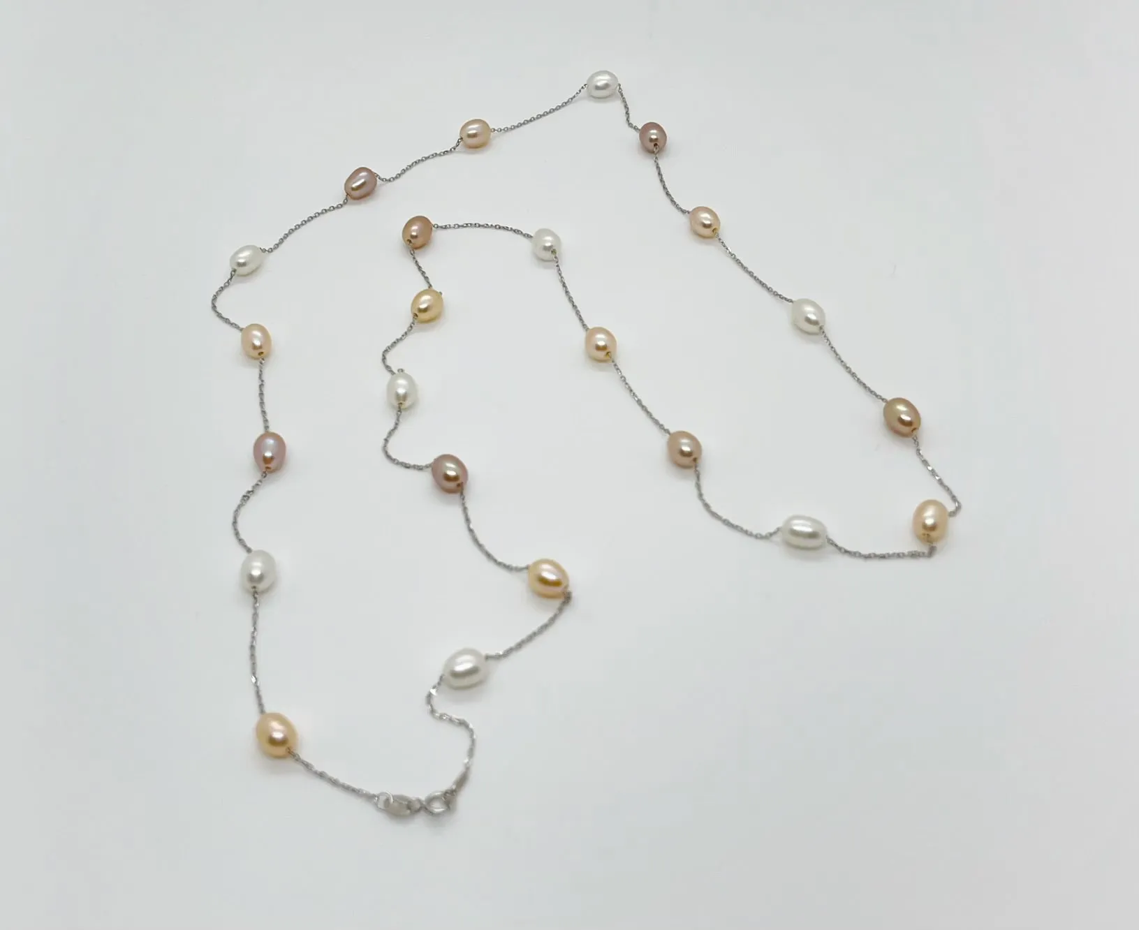 34 inches chain teardrop freshwater pearl necklace