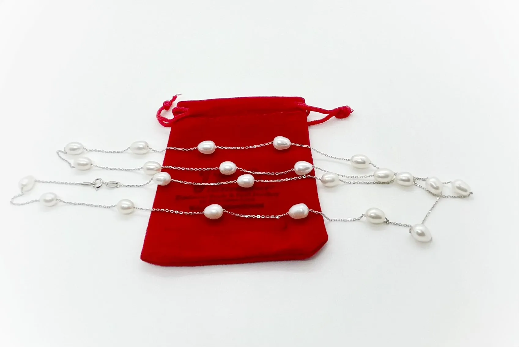 34 inches chain teardrop freshwater pearl necklace