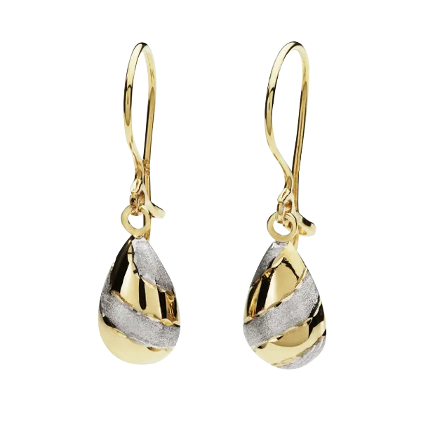 9CT 2-TONE DROP EARRINGS