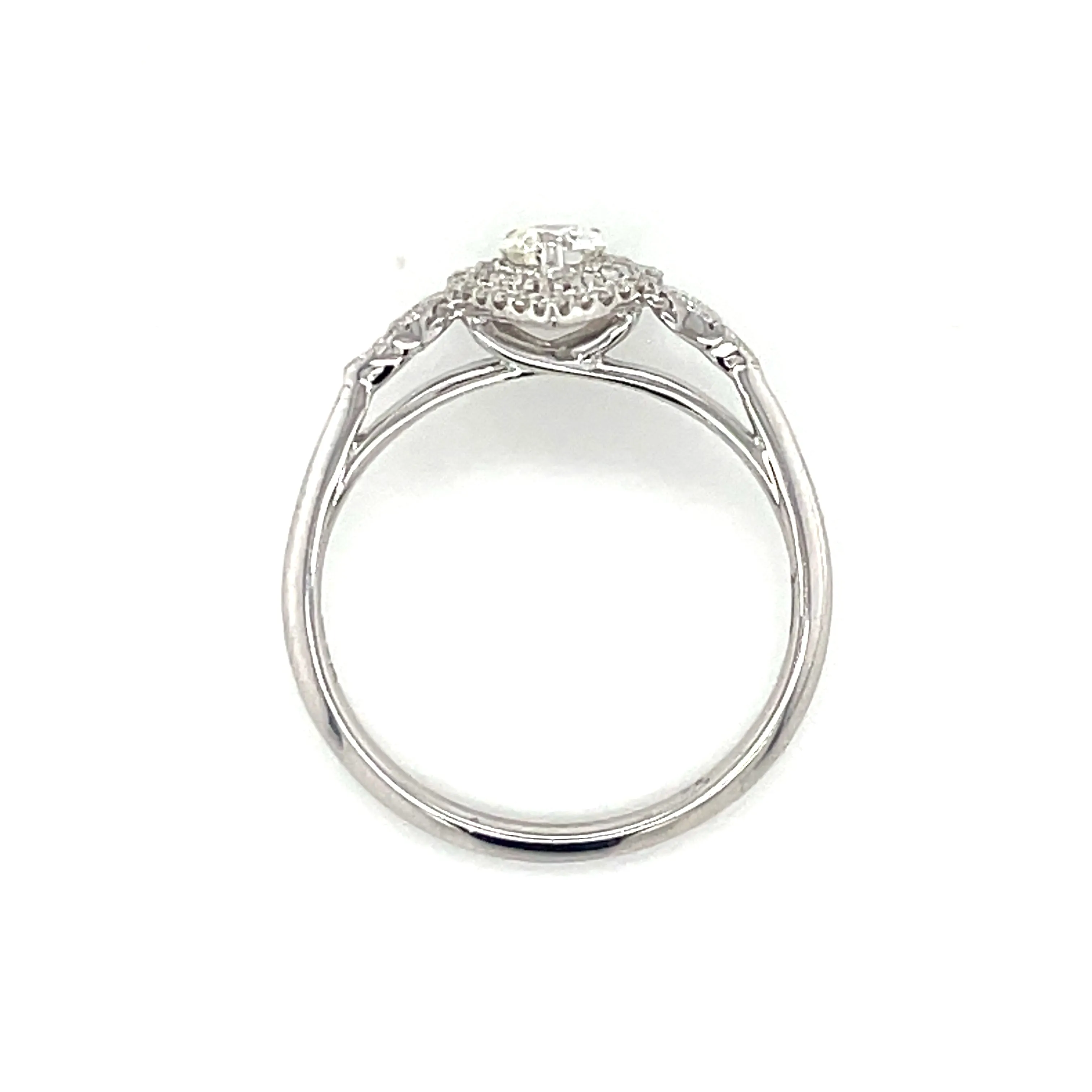 9ct White Gold 0.47ct Double Pear Halo Diamond Engagement Ring