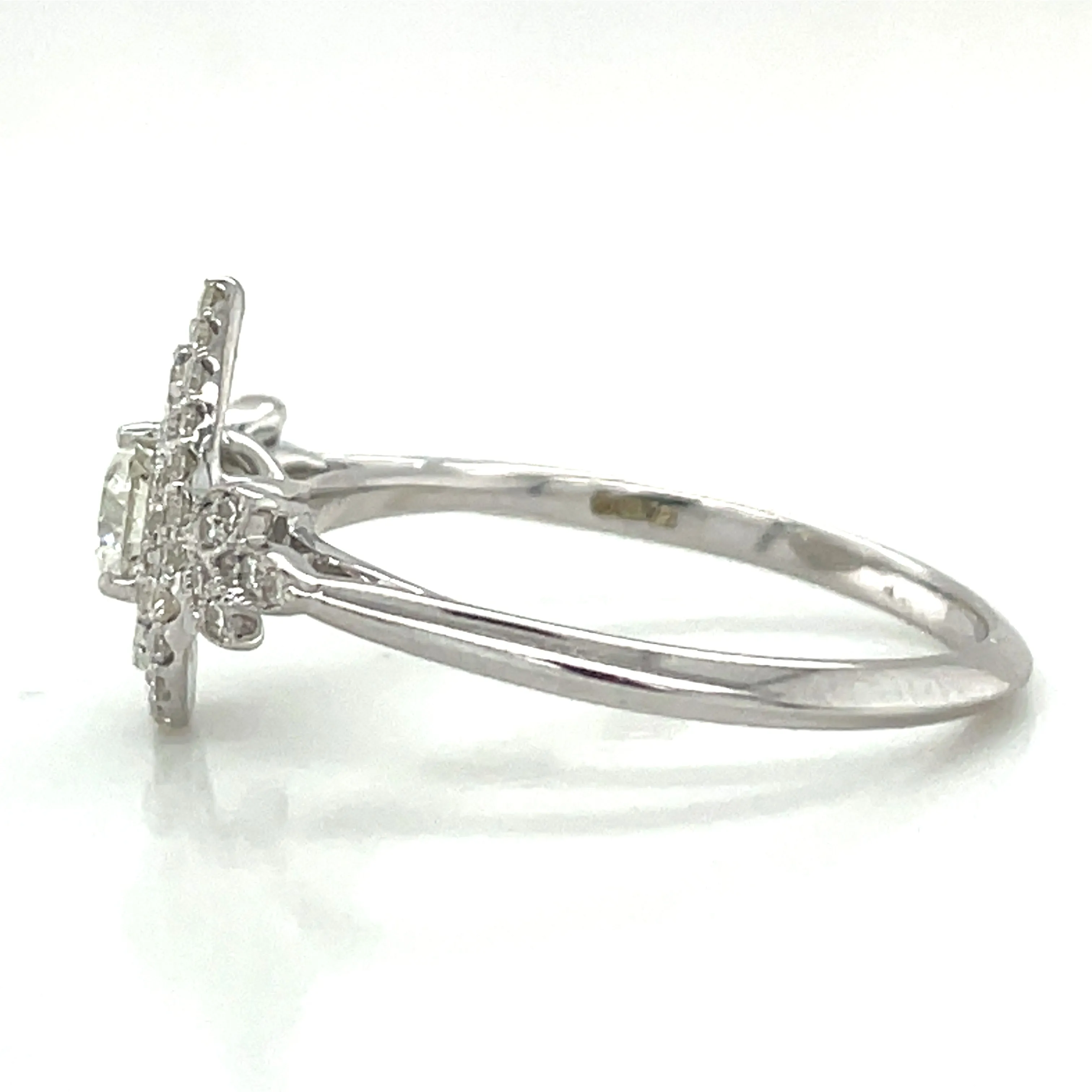 9ct White Gold 0.47ct Double Pear Halo Diamond Engagement Ring
