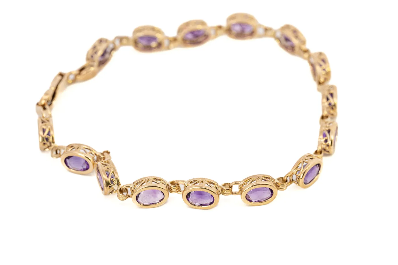 9ct Yellow Gold Amethyst Bracelet