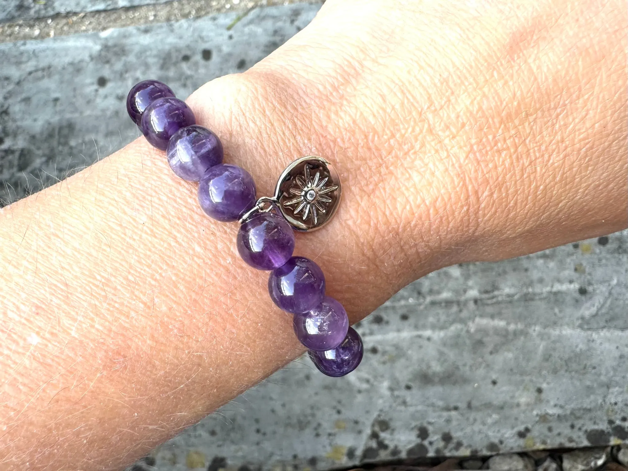 Amethyst Star Diffuser Bracelet with Lava Stone