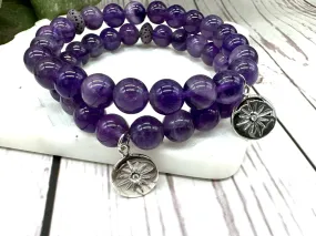 Amethyst Star Diffuser Bracelet with Lava Stone