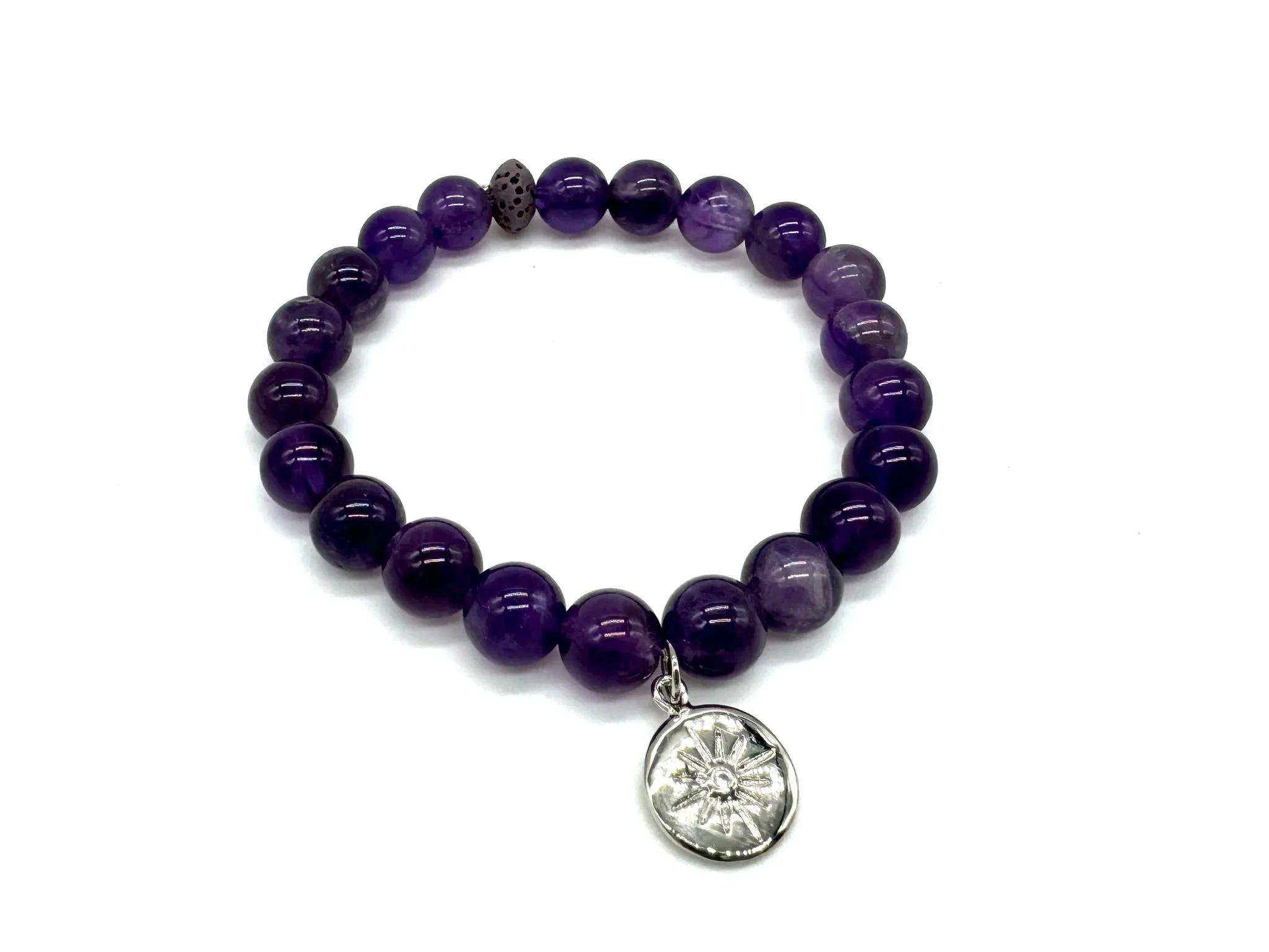 Amethyst Star Diffuser Bracelet with Lava Stone