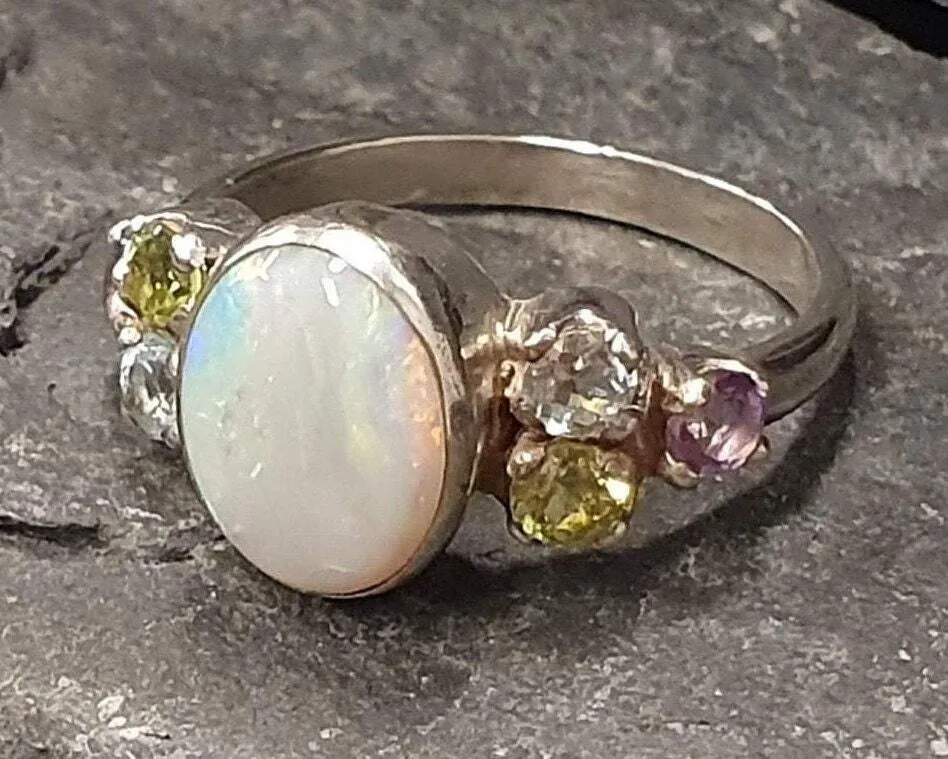 Australian Opal Ring - Classy Opal Ring - Vintage Bezel Ring