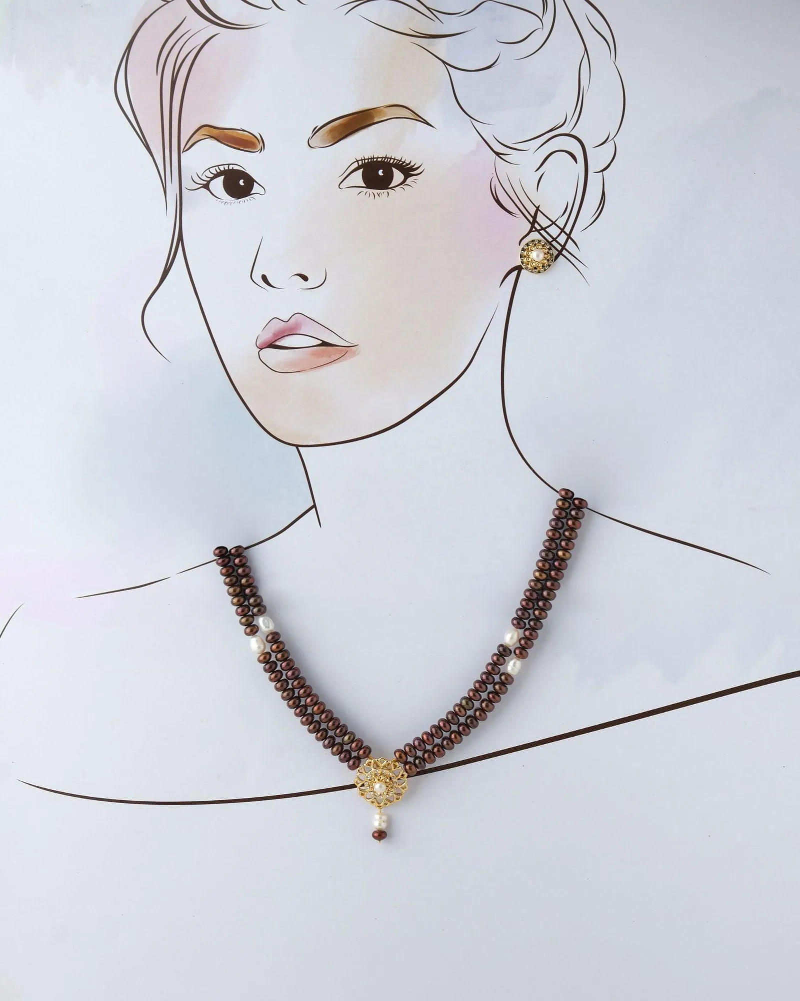 Beautiful Pearl Necklace Set