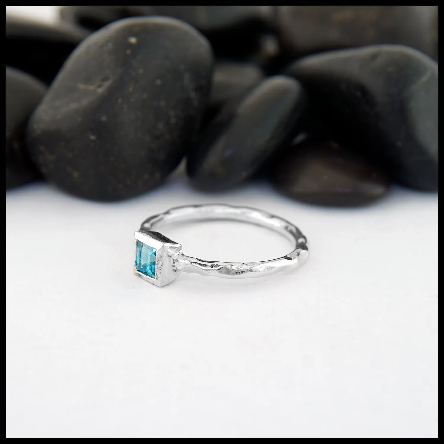Blue Topaz Hammered Ring