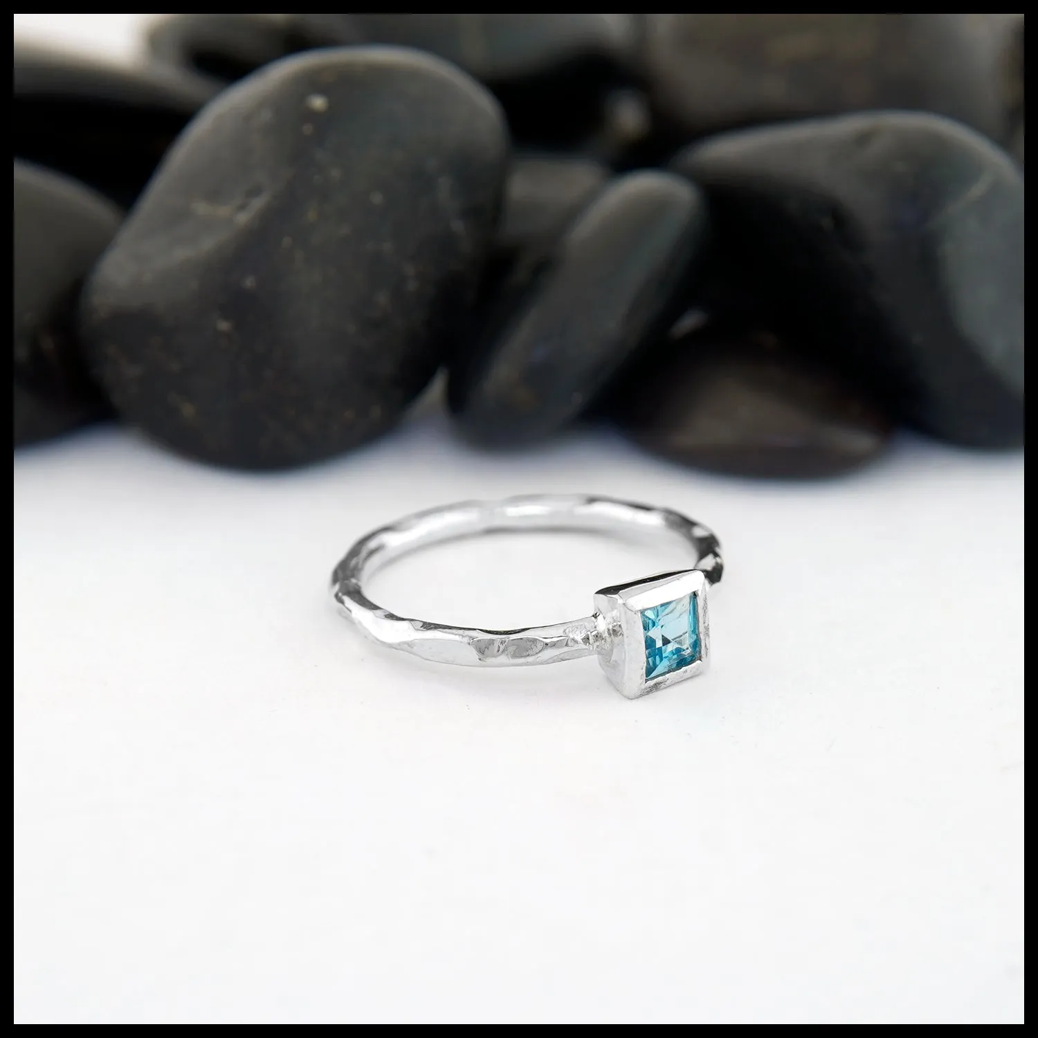 Blue Topaz Hammered Ring