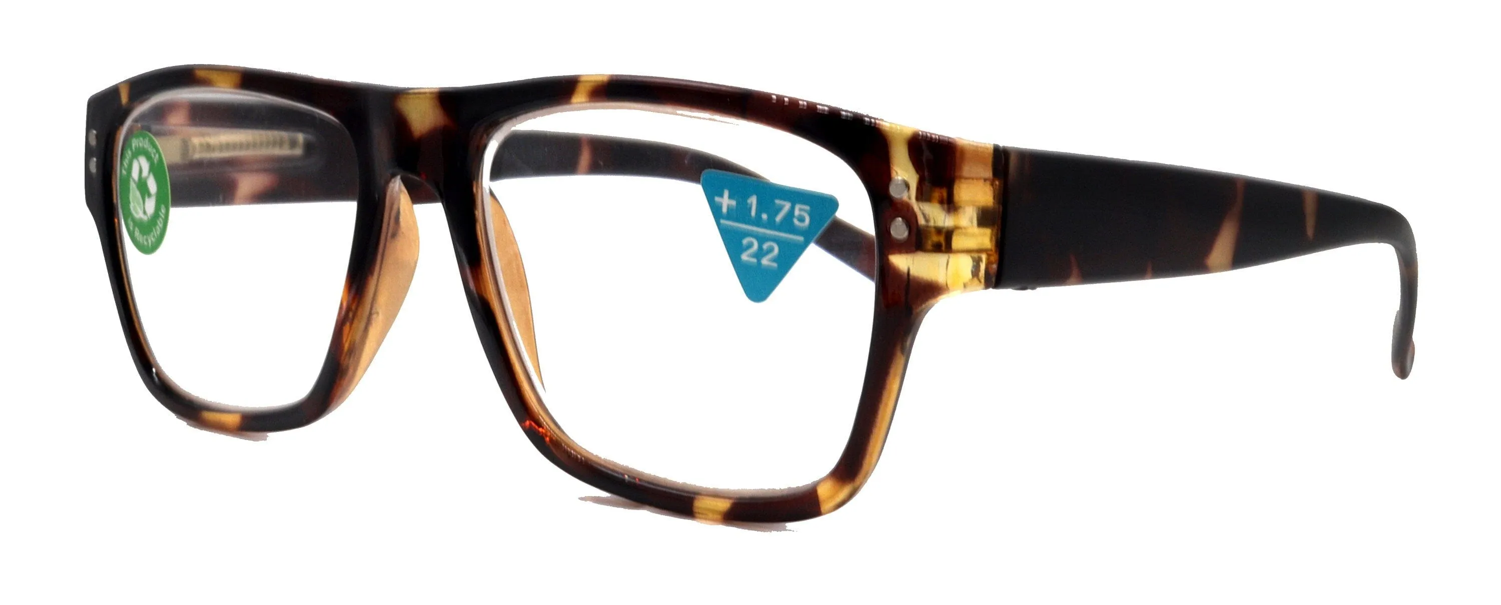 Brooklyn, (Premium) Reading Glasses, High End Readers  1.25... 3 Magnifying Eyeglasses (Brown Tortoise Shell) Square Frame. NY Fifth Avenue